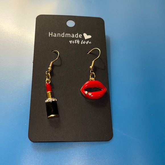 Lips lipstick earrings hypoallergenic - Picture 2 of 2